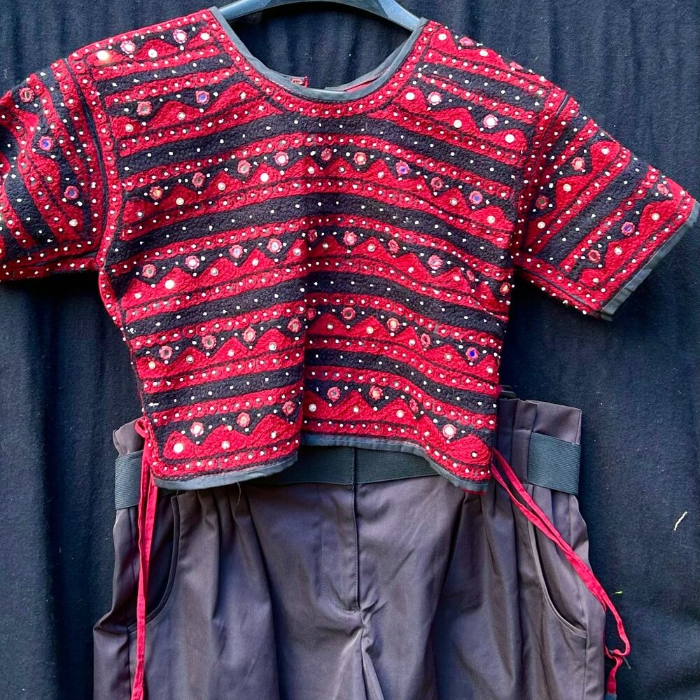 Vintage Indian Embroidered Mirror Crop Top (S)